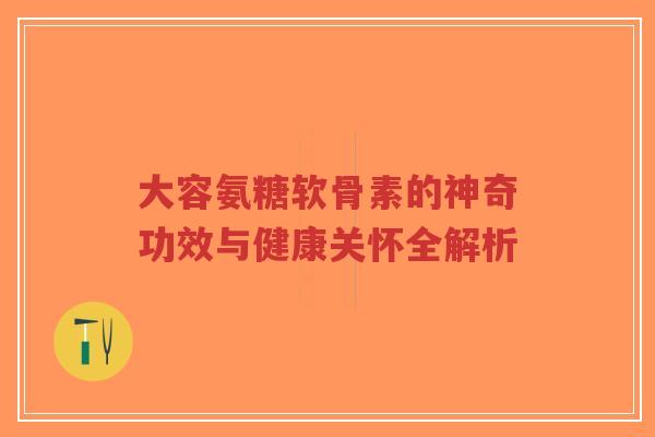 大容氨糖软骨素的神奇功效与健康关怀全解析-第1张图片-超越