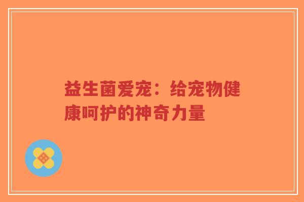 益生菌爱宠:给宠物健康呵护的神奇力量-第1张图片-超越 益生菌爱宠:给宠物健康呵护的神奇力量-第1张图片-超越