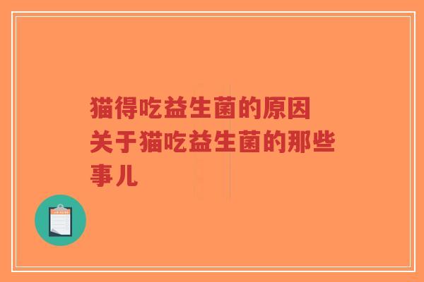 猫得吃益生菌的原因 关于猫吃益生菌的那些事儿-第1张图片-超越