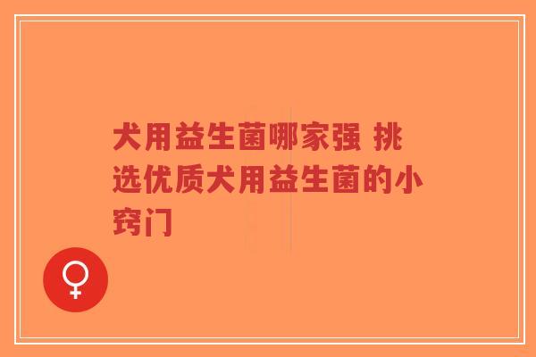 犬用益生菌哪家强 挑选优质犬用益生菌的小窍门-第1张图片-超越