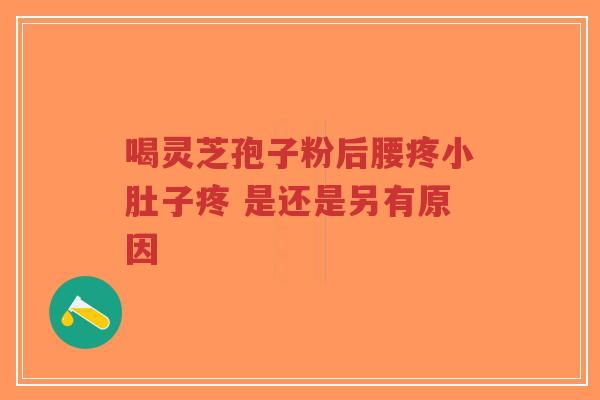 喝灵芝孢子粉后腰疼小肚子疼 是还是另有原因-第1张图片-超越 喝灵芝孢子粉后腰疼小肚子疼 是还是另有原因-第1张图片-超越