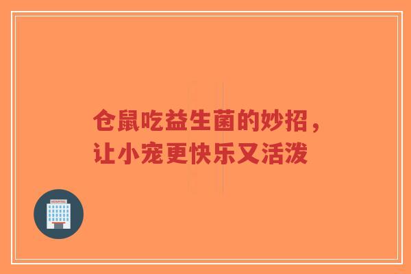仓鼠吃益生菌的妙招，让小宠更快乐又活泼-第1张图片-超越
