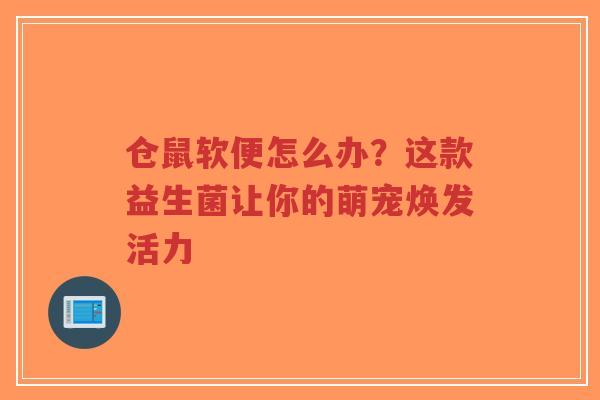 仓鼠软便怎么办?这款益生菌让你的萌宠焕发活力-第1张图片-超越 仓鼠软便怎么办?这款益生菌让你的萌宠焕发活力-第1张图片-超越