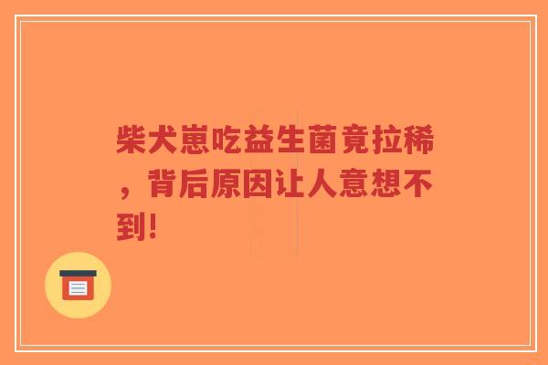 柴犬崽吃益生菌竟拉稀,背后原因让人意想不到!-第1张图片-超越 柴犬崽吃益生菌竟拉稀,背后原因让人意想不到!-第1张图片-超越