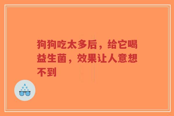 狗狗吃太多后,给它喝益生菌,效果让人意想不到-第1张图片-超越 狗狗吃太多后,给它喝益生菌,效果让人意想不到-第1张图片-超越