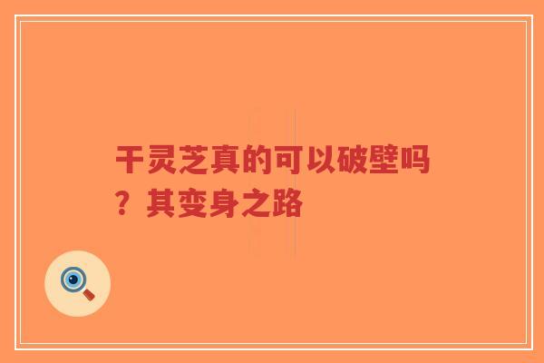 干灵芝真的可以破壁吗?其变身之路-第1张图片-超越 干灵芝真的可以破壁吗?其变身之路-第1张图片-超越