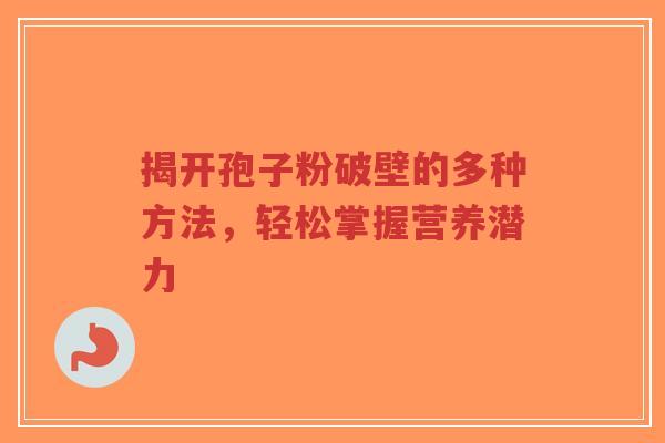 揭开孢子粉破壁的多种方法,轻松掌握营养潜力-第1张图片-超越 揭开孢子粉破壁的多种方法,轻松掌握营养潜力-第1张图片-超越
