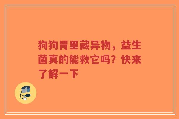狗狗胃里藏异物,益生菌真的能救它吗?快来了解一下-第1张图片-超越 狗狗胃里藏异物,益生菌真的能救它吗?快来了解一下-第1张图片-超越