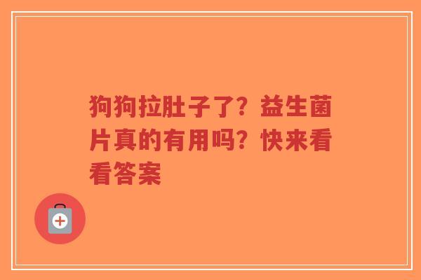 狗狗拉肚子了?益生菌片真的有用吗?快来看看答案-第1张图片-超越 狗狗拉肚子了?益生菌片真的有用吗?快来看看答案-第1张图片-超越