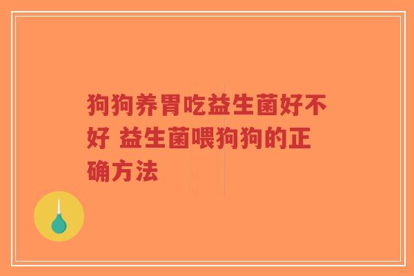 狗狗养胃吃益生菌好不好 益生菌喂狗狗的正确方法-第1张图片-超越