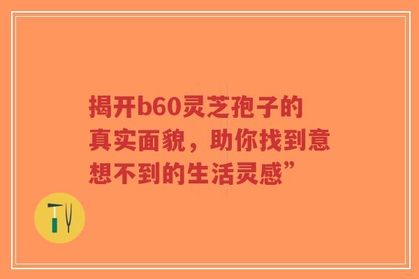 揭开b60灵芝孢子的真实面貌,助你找到意想不到的生活灵感”-第1张图片-超越 揭开b60灵芝孢子的真实面貌,助你找到意想不到的生活灵感”-第1张图片-超越