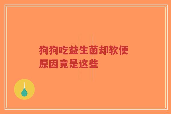 狗狗吃益生菌却软便 原因竟是这些-第1张图片-超越
