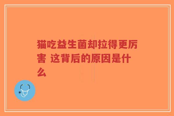 猫吃益生菌却拉得更厉害 这背后的原因是什么-第1张图片-超越 猫吃益生菌却拉得更厉害 这背后的原因是什么-第1张图片-超越