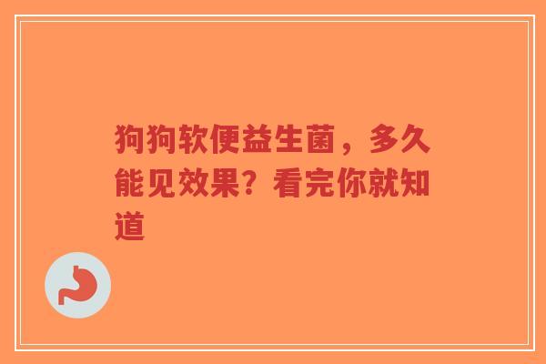 狗狗软便益生菌，多久能见效果？看完你就知道-第1张图片-超越