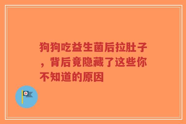 狗狗吃益生菌后拉肚子，背后竟隐藏了这些你不知道的原因-第1张图片-超越