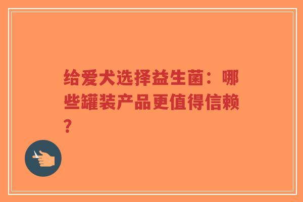 给爱犬选择益生菌：哪些罐装产品更值得信赖？-第1张图片-超越