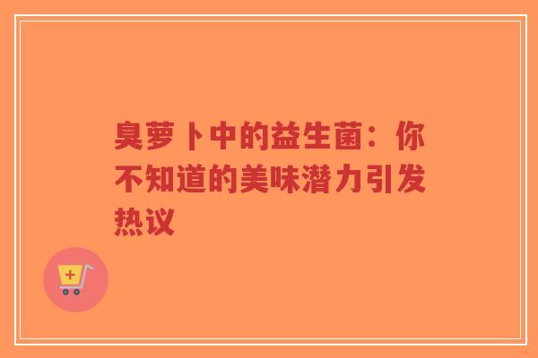 臭萝卜中的益生菌：你不知道的美味潜力引发热议-第1张图片-超越